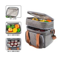  Two Compartments Insulated Lunch Bag 