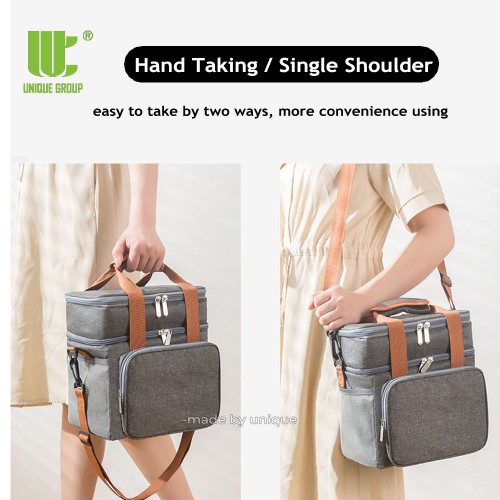  Two Separate Compartments Insulated Lunch Bag 