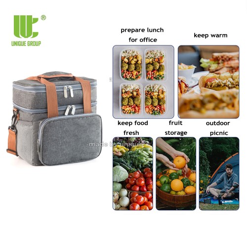  Two Separate Compartments Insulated Lunch Bag 