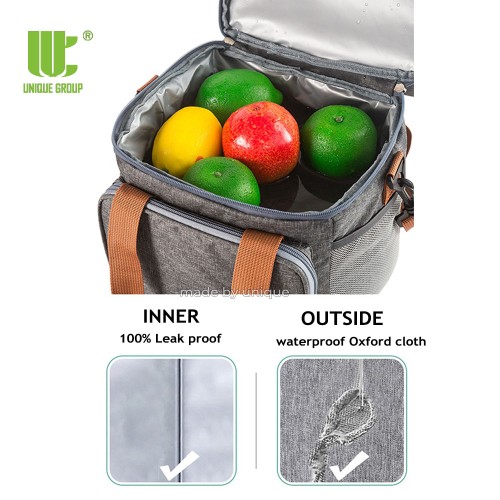  Two Separate Compartments Insulated Lunch Bag 